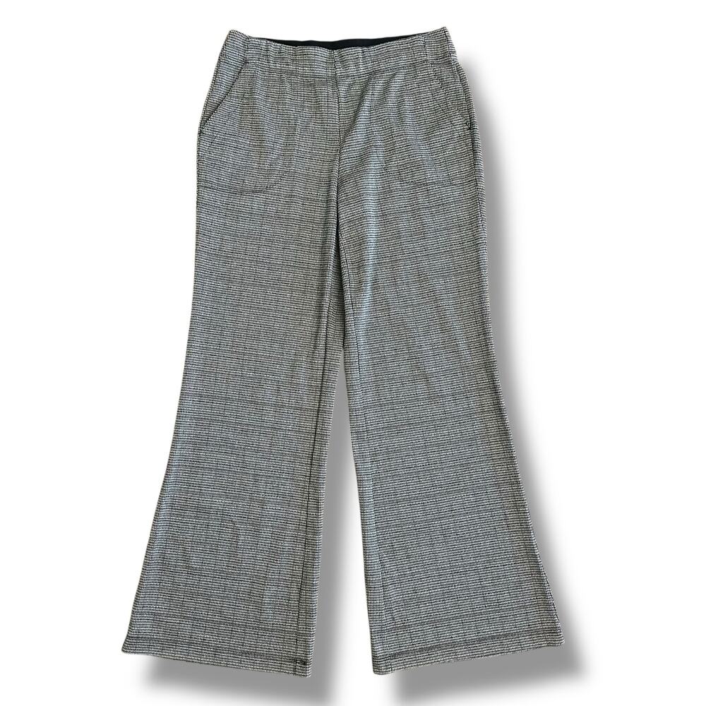 Max Studio London‎ Women’s Large Pants Houndstooth Wide Leg Stretch Trousers
